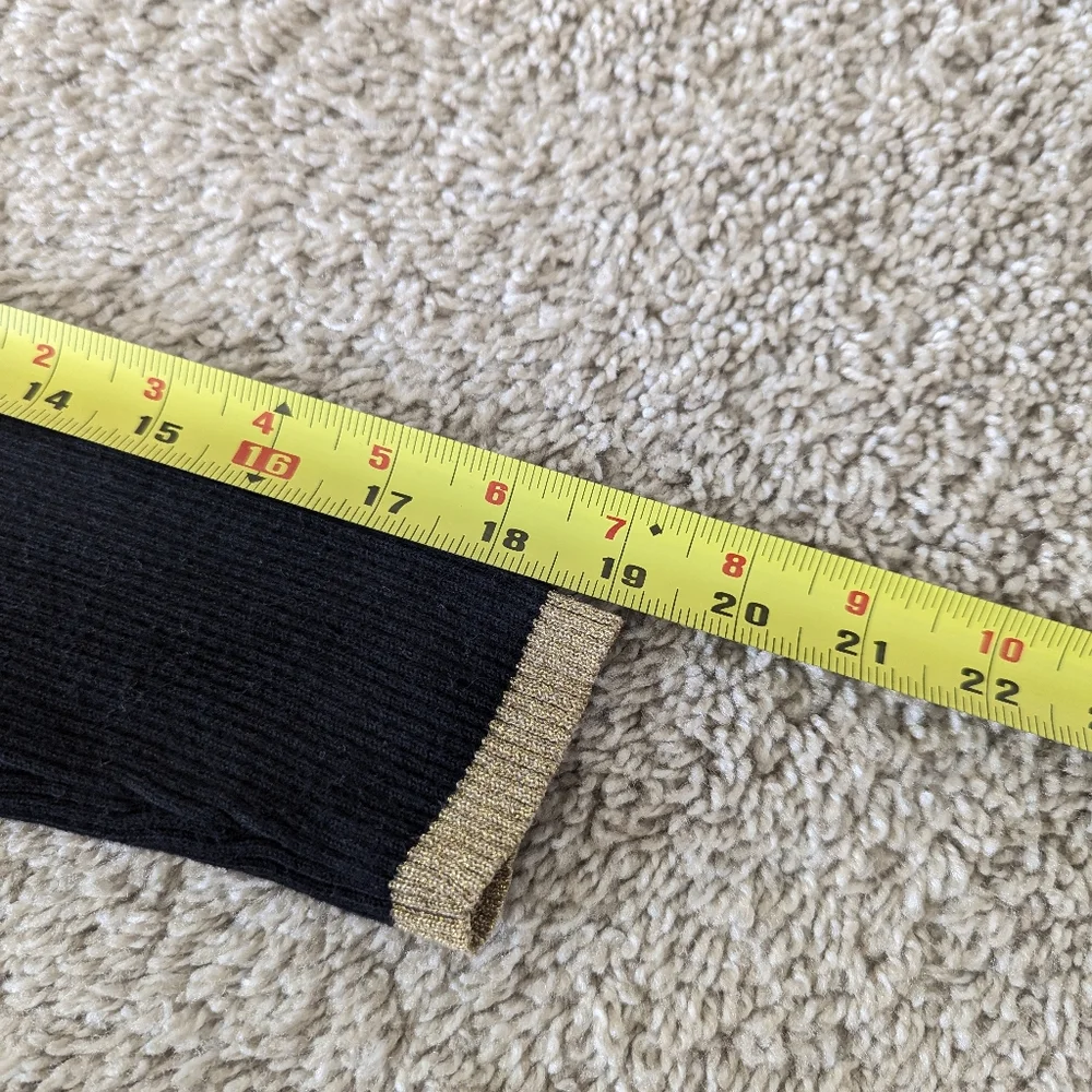 Lauren Ralph Lauren Vintage Turtleneck Striped Ribbed Sweater Speckled Gold - Picture 7 of 9